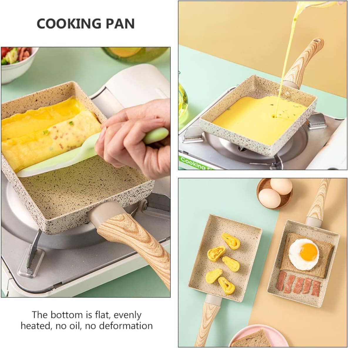 Square Ceramic Frying Pan, Durable Stone Frying Pan, Wooden Handle Square Frying Pan, Omelette Non Stick Fry Egg Kitchen Breakfast Maker, Square Thick Frying Tool, Anti Slip Tamagoyaki Pan, Square Egg Pan, Daily Cookware Gadget, Home Kitchen Items Square Ceramic Frying Pan, Durable Stone Frying Pan, Wooden Handle Square Frying Pan, Omelette Non Stick Fry Egg Kitchen Breakfast Maker, Square Thick Frying Tool, Anti Slip Tamagoyaki Pan, Square Egg Pan, Daily Cookware Gadget, Home Kitchen Items